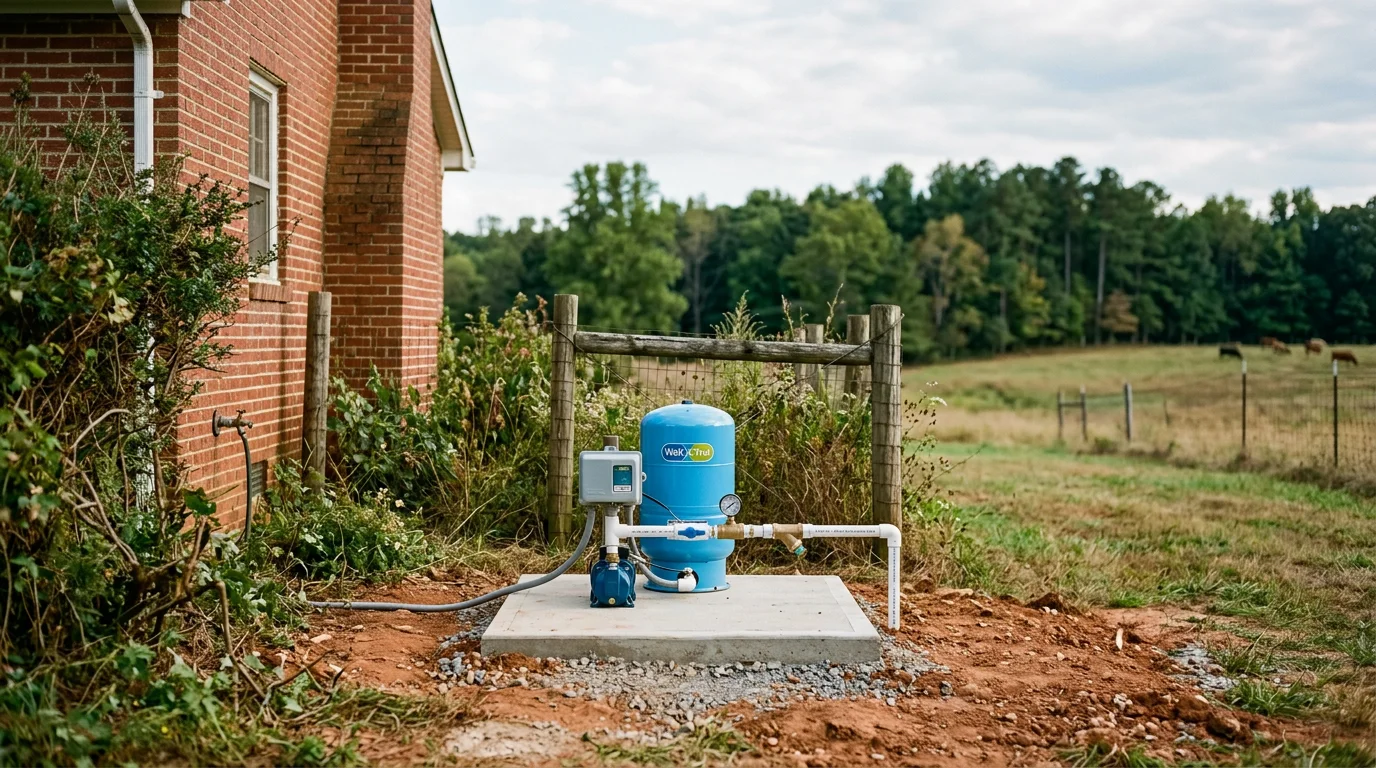 Well pump and storage tank installation in rural Amherst County